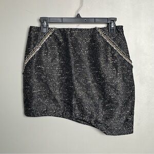 English Rose Asymmetrical Black Mini Skirt Sz M   (NWOT)